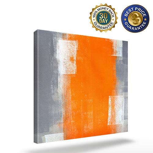 Orange And Gray Abstract Oil Painting Texture Bathroom Decor Wall Art Framed Modern Popular Wall Print Picture Home Decorations Canvas Prints Artwork Wall Decor For Bedroom Living Room Office 16"X16" #TOP1