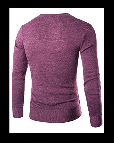 Elonglin Suéter Masculino Grosso Decote em V Pulôver de Malha Confortável e Quente Camisa Básica par