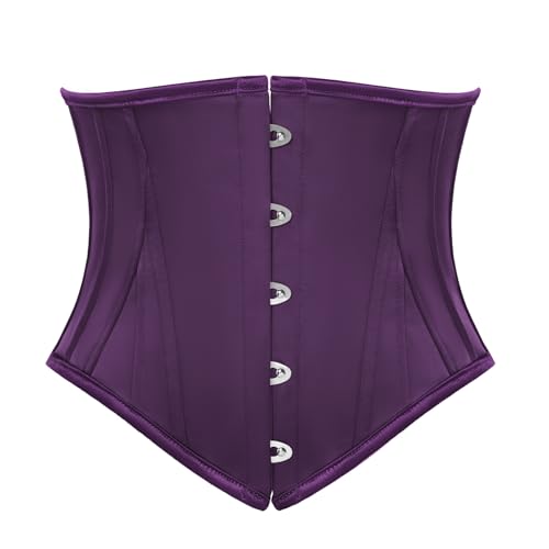 Scarlet Darkness Corset Belt for Women Underbust Satin Waist Training Cincher Corset Deep Purple Size 6