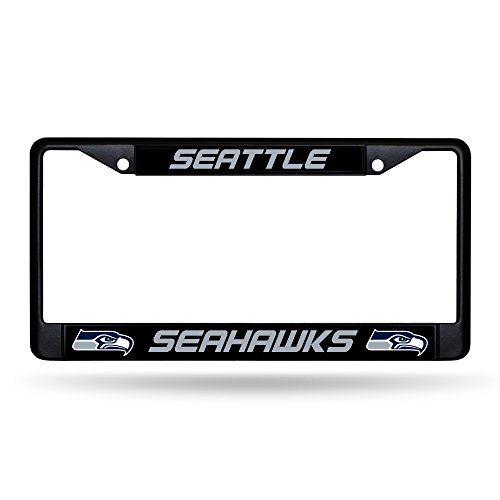 Rico Industries NFL Football Seattle Seahawks Black Chrome Frame with Plastic Inserts 12 x 6 Car/Truck Auto Accessory