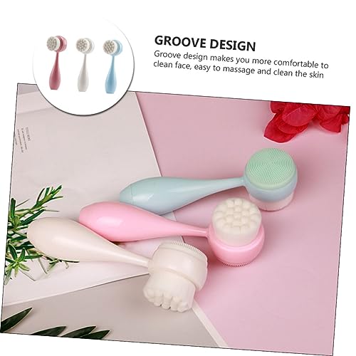 FRCOLOR 3 Pçs Escova De Limpeza Dupla Face Limpador De Poros Escova De Cabelo Escova Facial Limpeza