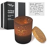 “Good Friends are Like Stars” Inspiring Glow Through Jar Candle Saying. Lights Friendship Message Quote from Inside Holder. Moving Away Gift, Thinking of You Sentiment. Cork Lid Soy Wax, 8oz, 3x3x4'…