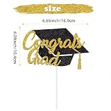 Graduation Cake Topper, Congrats Grad Cake Topper Decorations, Class of 2026 Graduation Party Decorations, Black Gold Decor Party Supply for Congrats Grad