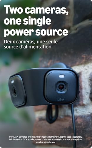 Blink Arc – Plug-in Panoramic Vision [Plus Subscription required], 180° coverage, Mini 2K+ dual-camera security, single power source – 2 cameras (Black)