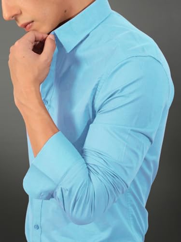 Image of Pinkmint Men's Solid Cotton Formal Shirt | Plain | Full Sleeve - Regular Fit (Available in Plus Sizes and Combo Pack of 2)