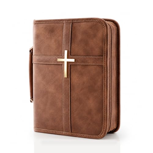 PU Leather Bible Cover with Handle & Strap