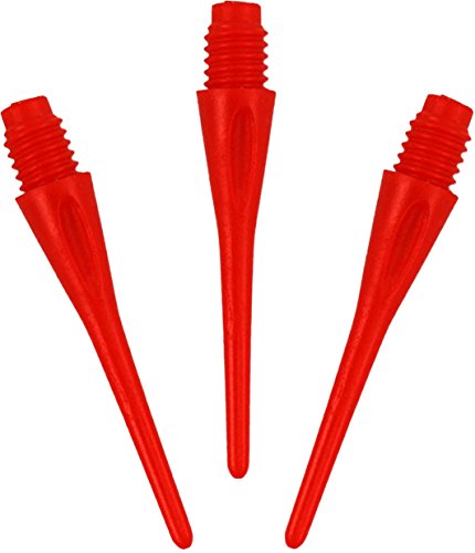 Best Sporting Dart końcówki z tworzywa sztucznego z nylonu do rzutek, 100 sztuk miękkich rzutek, czarne, białe lub czerwone (czerwone)