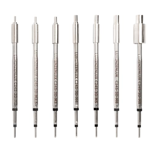 7PCS C245 Soldering Tips Heat Set Insert Tool Kit for M2/M2.5/M3/M4/M5/M6/M8 Threaded Inserts,Made of Copper- Compatible with JBC Station, Fast Heating for 3D Printing