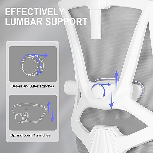Image of Misolant Ergonomic Office Chair with Footrest, Ergonomic Desk Chair with Adjustable 2D Lumbar Support, High Back Computer Chairs with Adjustable Headrest, Gray Comfortable Executive Office Chair