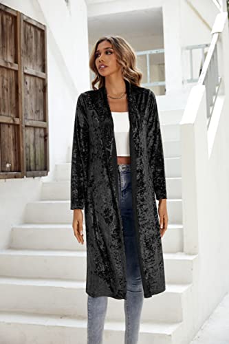 Image of R.Vivimos Women's Long Sleeves Casual Velvet Jacket Open Front Cardigan Coat Outerwear