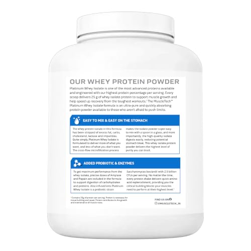 Image of MuscleTech Platinum Whey Isolate, 1.72 Kg (3.8lbs) Milk Chocolate, Protein Powder for Muscle Gain, 25g Protein + 5.7g BCAA, ultimate muscle building formula, increase strength & performance.