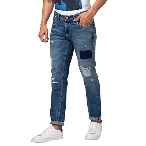 Image of Spykar Men's Kano Slim Fit Mid-Rise Jeans (Ankle Length)