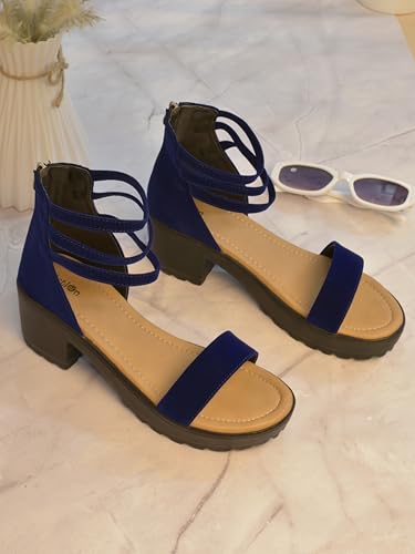 Image of Women's Platform Heels Signora112|Chunky Flared High Heel Sandals |Glossy Open Toe with Ankle Strap Signora112