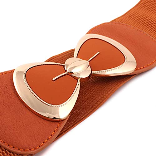 Women's Elegant PU Bowknot Elastic Stretch Wide Belt Dress Decorative Waist belts Casual All-match Waistband for Ladies3