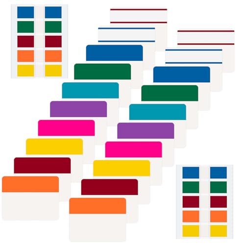 BukSuk 600 Pieces Tabs 2'' Sticky Tabs, Writable and Repositionable File Tabs Flags Colored Page Markers Labels for Reading Notes, Books and Classify Files, 22 Sets 10 Colors