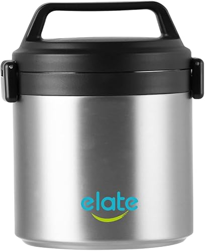 Miniatura 8 de Elate Tarro térmico de 2 cuartos de galón para comida caliente, acero inoxidable de 64 onzas con aislamiento al vacío, recipiente térmico de boca