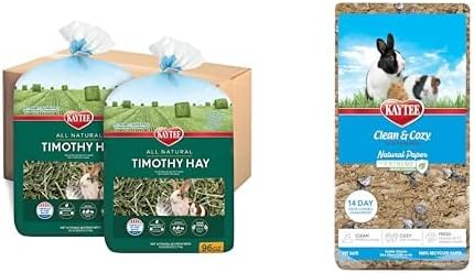 Kaytee All Natural Timothy Hay, 12 lb Clean & Cozy Natural Extreme Odor Bedding, 24.6 Liter Bundle