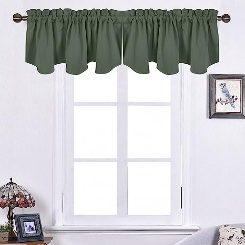 NICETOWN Energy Efficient Rod Pocket Curtain Valances for Windows Room Darkening Privacy Protection Valance 18 Inch Length for Bedroom Kitchen Christm