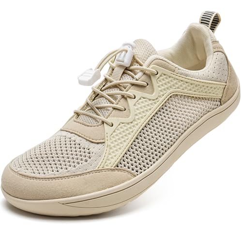 Image of WateLves Wide Water Shoes Mens Womens Barefoot Minimalist Walking Shoes Beach Casual Sneakers Zero Drop Sole (Beige, 43)