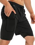 FLYEVEA Mens 2 in 1 Workout Running Shorts Athletic Yoga Gym 7" Short Clothes with Side Pockets Quic