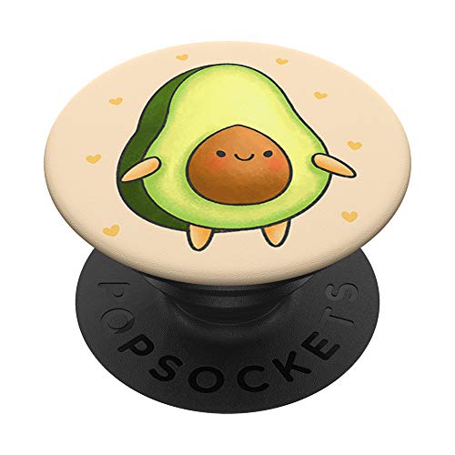 Cute Avocado Face Design Artwork With Hearts on Cream PopSockets Supporto e Impugnatura per Smartphone e Tablet