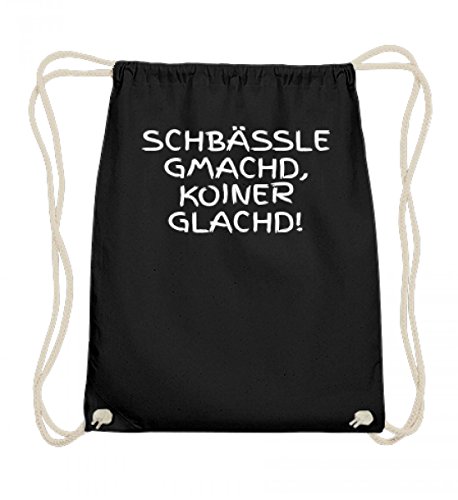 Sac de gym en coton noir Soubisch Schwaben 37x46 cm motif imprimé humour souabe