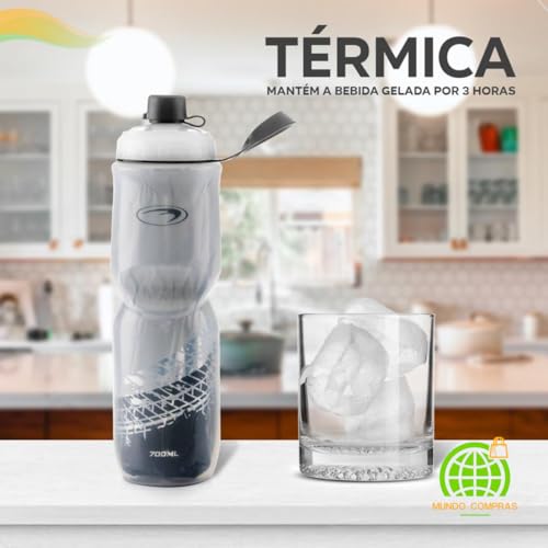 Garrafa Termica Squeeze Ptk Caramanhola Bike Ciclismo Camping Mtb 700ml Mundo Compras (Preto)