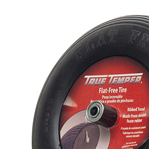 True Temper FFTCC 8 in. Hub Never Flat Wheelbarrow Tire with Ribbed Tread, 8-Inch,Black