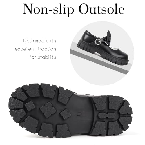 Image of Wulubaba Toddler Girl Dress Shoes Bow Black Dress School Shoes Princess Mary Jane for Toddler /Little Girl