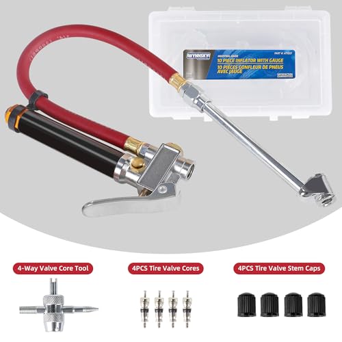 WYNNsky Bayonet-Style Tire Inflator with Pressure Gauge, 20-120 PSI, 1/4’’ NPT Inlet