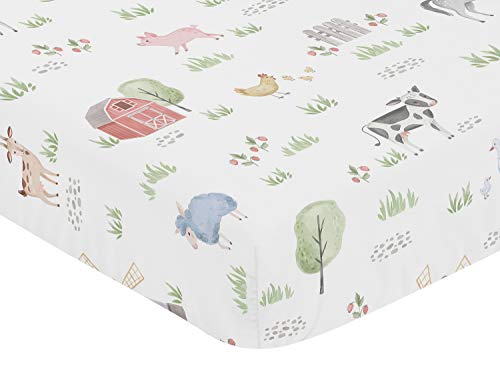 Sweet Jojo Designs Farm Animals Boy or Girl Fitted Crib Sheet Baby or Toddler Bed Nursery - Watercolor Farmhouse Horse Cow Sheep Pig - Image 4