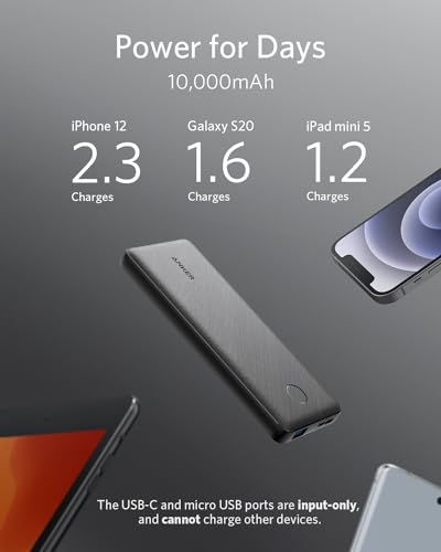 image for Anker Portable Charger, Power Bank, 10,000 mAh Battery Pack with Power