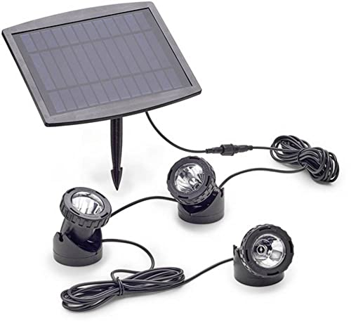 Pontec PondoSolar LED Set 3 - Beleuchtungsset mit 3 LED Lampen und Solar Panel / Solarbeleuchtung für Teich und Garten, Schwarz