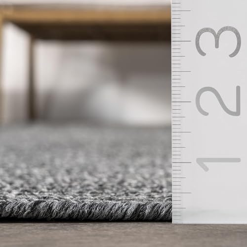 Image of Handwoven Natural Rectangular Cotton Fibres, Braided Reversible Jute and Cotton Round Rug /Carpet for Bedroom Living /Dining Room (3x5 feet, Charcol)