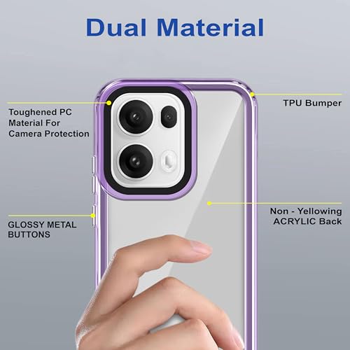 Image of Zapcase Back Case Cover for Oppo Reno 13 Pro 5G | Compatible for Oppo Reno 13 Pro Back Cover | Case Cover with Camera Protection | (TPU + PC | Translucent Purple)