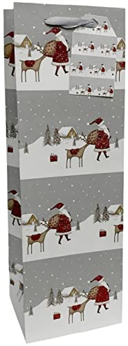 Weinflaschen-Geschenktüten, weihnachtliches Design, mit Griffen, 12 Stück, silber, Taschen-Organizer Cover