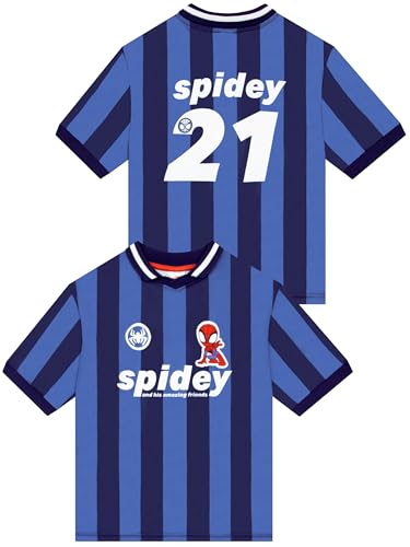 Marvel T Shirt Spidey and His Amazing Friends Football Shirt Spider Man Boys T-Shirts Boys Clothes Blue 7-8 Years