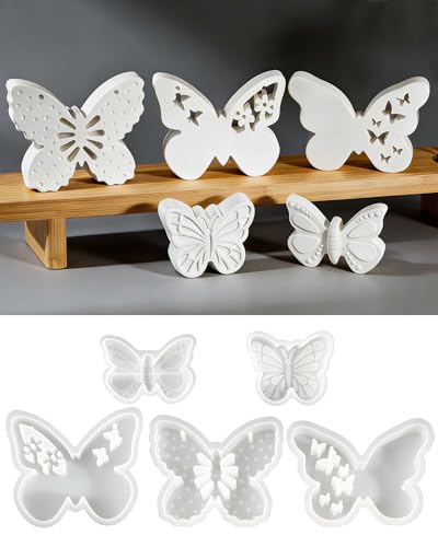 EPODA 5 Stück Silikonform Schmetterling 3D Silikonformen Gießformen Schmetterling für die Herstellung von handgefertigten Duftkerzen Gips Handgemachte DIY Bastelformen