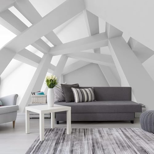 Tzxztt Creatividad Tridimensional Blanco Geometría Arte Moderno Papel Pintado 3D Seda Texturizada Primera Calidad Neutros Material Ideal Para SalóN Dormitorio-200cm×140cm