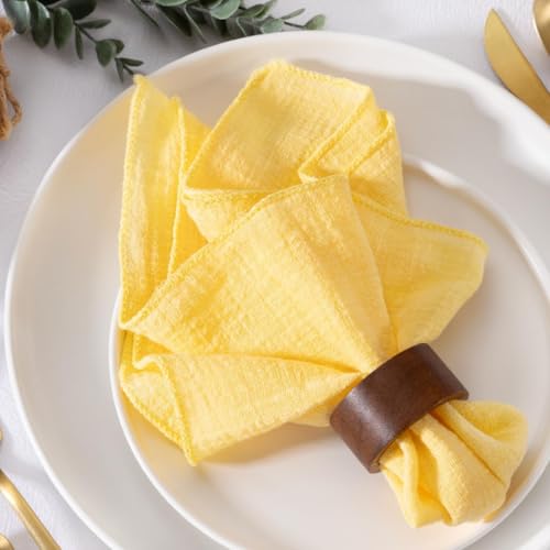 MLMW Yellow Cloth Napkins Set of 10 Linen Spring Summer Table Napkins Cloth Bulk Washable Table Napkins 16.5"×16.5" for Wedding Party Baby Bridal Shower Birthday Table Decorations by MLMW - Used condition - US$13.67