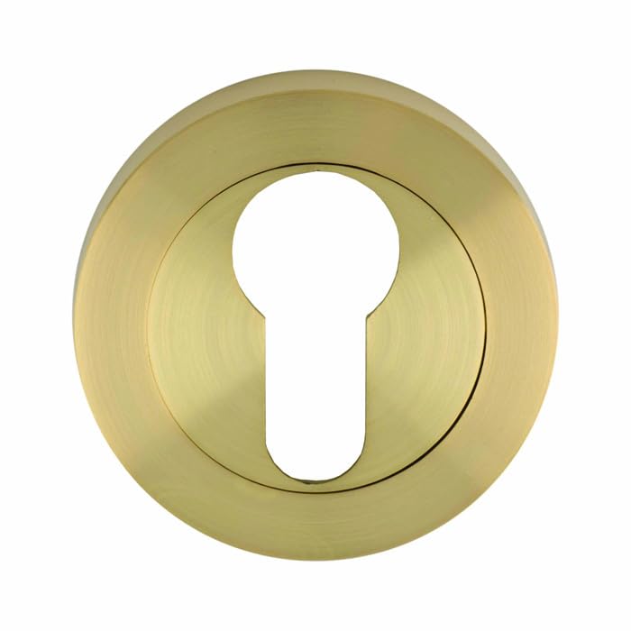 Kooples Hardware Euro/Standard Profile Escutcheons Dual Keyhole Cover Set for Mortice & Euro Cylinder Locks – Satin Stainless Steel Finish (Satin Brass, Euro Profile)