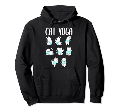 Esterilla de yoga para gatos, pantalones de yoga, tabla de posturas de yoga, Hatha Yoga Cat Sudadera con Capucha