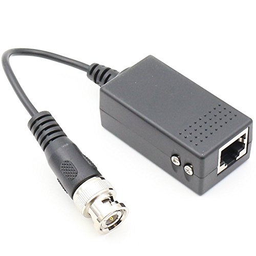 Anhan Passive Video Balun With Power Bnc To Rj45 Adapter Cat5 / Cat6 Cable To Bnc Male Network Transceiver For Cctv Security Surveillance Camera 1 Pair #TOP4