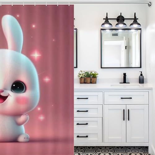 Rideau de douche en polyester de qualité supérieure motif lapin