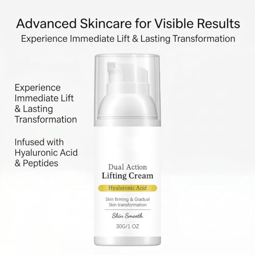 CEMENRETE OKOA SKIN Dual Action Instant Lifting Cream – Firming Peptides & Hyaluronic Acid Moisturizer for Hydrated, Smooth Skin, Reduces Fine Lines & Wrinkles, Suitable for All Skin Types (1.69oz)