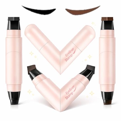 VANCON Rotating Eyeliner Stamp Pen Dual-Head Design with Wing Stamp, Quick-Dry, Long-Lasting, Smudge-Proof for Easy Cat Eye, Sharp Winged Lines & All-Day Makeup Wear (Black+Brown)