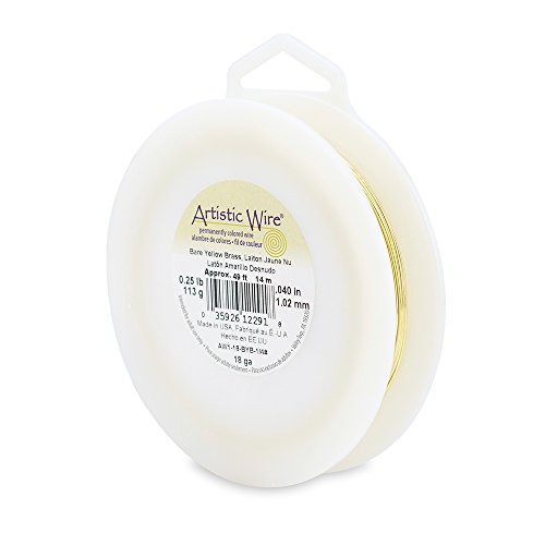 Artistic Wire, 18 Gauge, Bare Yellow Brass, 1/4 Pound (113 Grams) Craft Wire