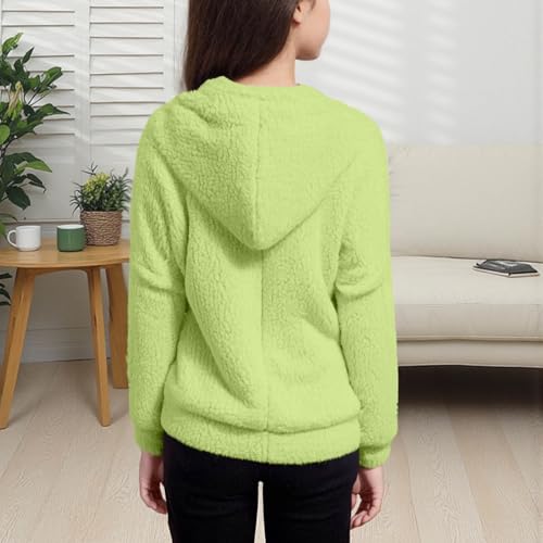 Polar Fleece Jacket for Kids Girls Zip-up Jacket Comfy Hoodie Sherpa Fleece Sweatshirt Fall Winter Soft Coat 5-14 Years3
