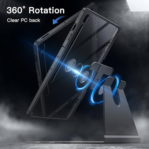 Image of JETech Rotating Cover Case for Samsung Galaxy Tab S10 FE Plus /S10 FE+ 13.1-Inch with S Pen Holder, 360 Degree Rotation Protective Stand Cover Clear Back, Auto Wake /Sleep (Grey)