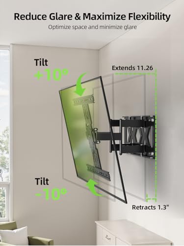 Image of USX MOUNT Ultra Slim TV Wall Mount 37-75 Inch TVs Mount with Swivel and Tilt, Low Profile Full Motion Bracket with Articulating Dual Arms, Up to VESA 400X400 mm Max 16 inch Wood Studs, Holds 99lbs
